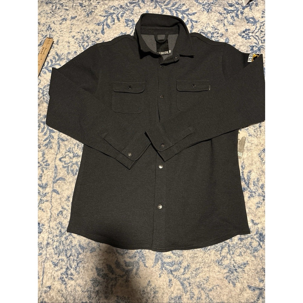 Linksoul Men's Wyeth Snap Front Chest Pockets Black Golf Shirt Jacket Shacket XL